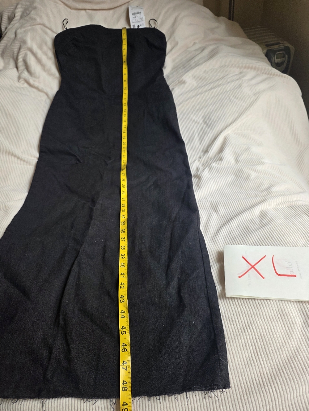 ZARA STRAPLESS FITTED DENIM DRESS FRAYED BLack BNWT - Picture 14 of 16